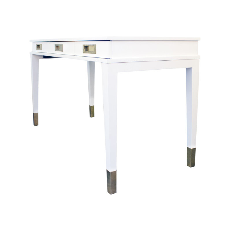 Contemporary Matte White 52" Home Office Desk with 3 Drawers