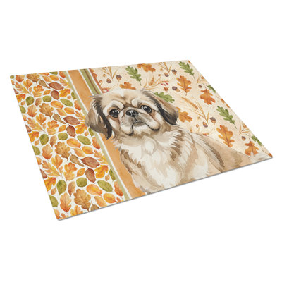Sable Pekingese Heirloom Fall Glass Cutting Board