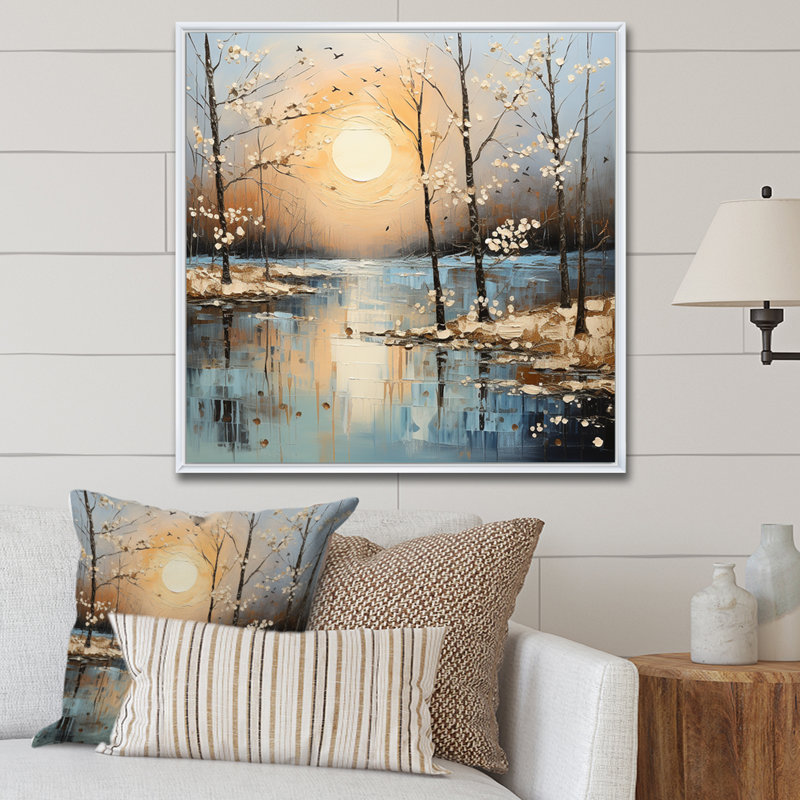 «Grey Spring Time Forest Tranquility II - Fruits», art mural, Cadre flottant blanc, H 30 po x l 30 po