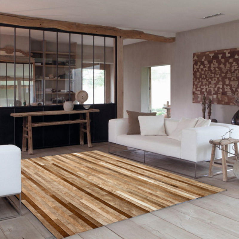 Tapis taupe / brun en cuir Poseidon, Rectangle de 8 pi x 10 pi
