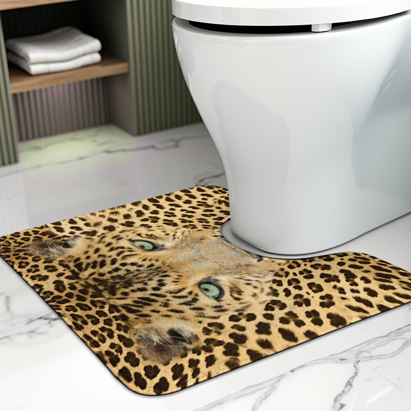 Tapis de salle de bain en U Leopard 20 po brun et brun pâle
