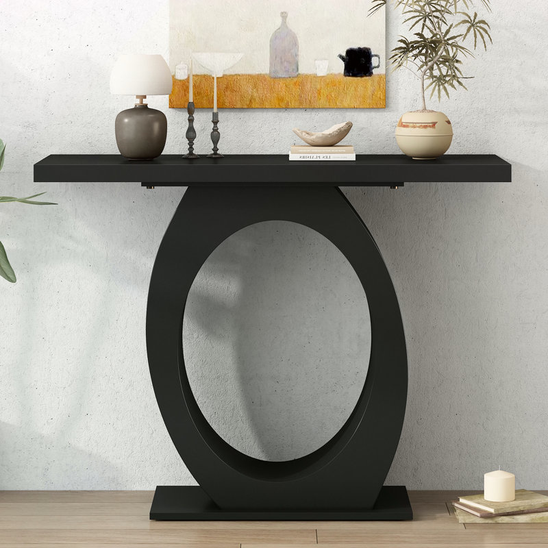 Console moderne Mirod avec base en forme d'œuf, Noir