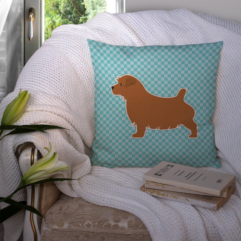 Coussin intérieur/extérieur Norfolk Terrier, H 14 po x l 14 po x P 3 po, Bleu