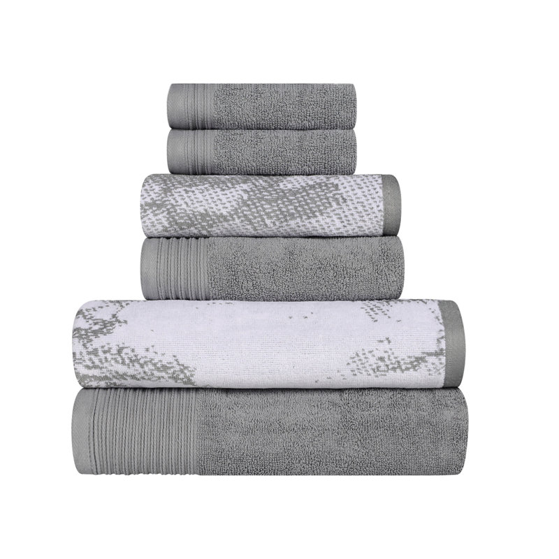 Ensemble de serviettes 6 pièces Kreager 500 g / m² 100% coton à séchage rapide, Gris