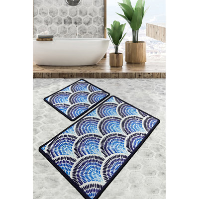 Ensemble de tapis de bain antibactérien (2 pièces), 100% polyester, antidérapant | 19,7 po x 23,6 po et 23,6 po x 39,4 po | Doux et moelleux avec une hauteur de poils de 0,4 po, lavable à la machine, parfait pour la sécurité et le confort de la salle de bain