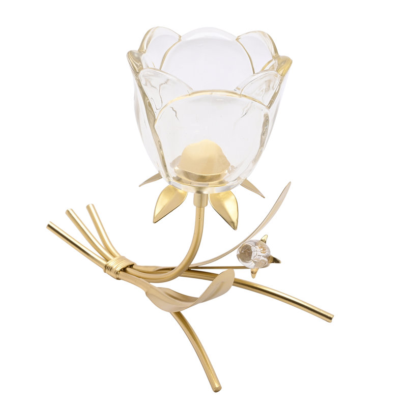 16.3Cm Glass Metal Tabletop Votive Holder