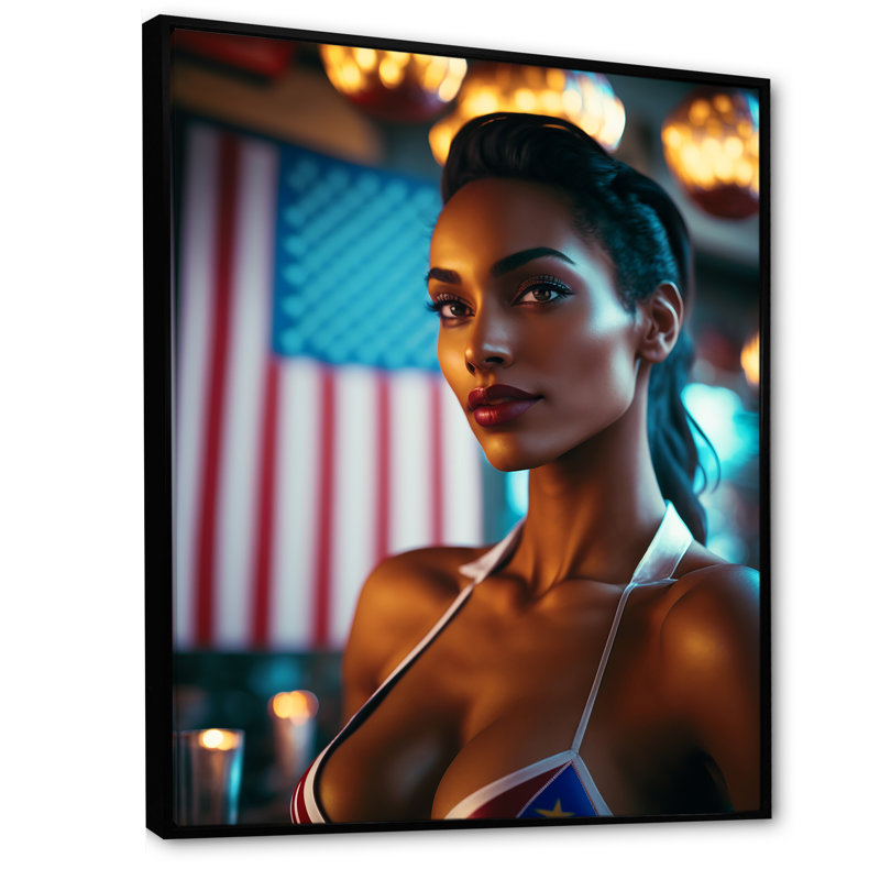Darol " American Beauty III ", 44" H x 34" W x 1.5" D, Black Floater Framed