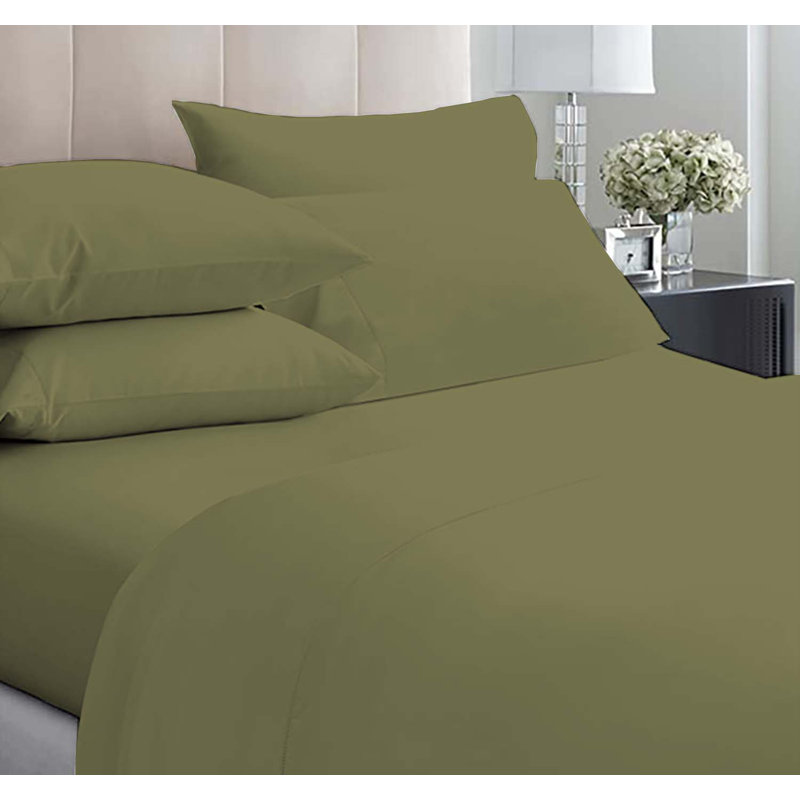 6-Piece Premium Deep Pockets Microfiber Sheet Set, California King, Olive