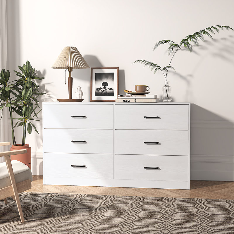Cherylene 52.75'' W 6 - Drawer Dresser, White