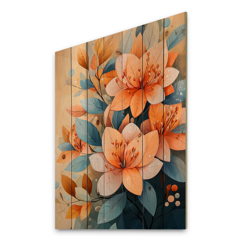 Botanical Colors Of Summer Rhododendron Flowers - Rhododendron Wood Wall Art - On Natural Pine Wood, 20" H x 10" W x 0.78" D