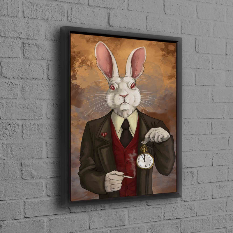 Mr. Rabbit Abstract Alice in Wonderland Art Canvas Featuring Rabbit Wall Art in Modern Poster Style for a Touch of Luxury