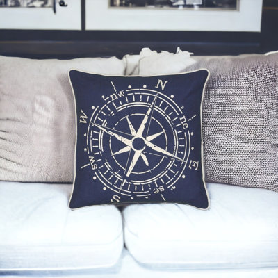  Coussin décoratif nautique 18 "marine et blanc