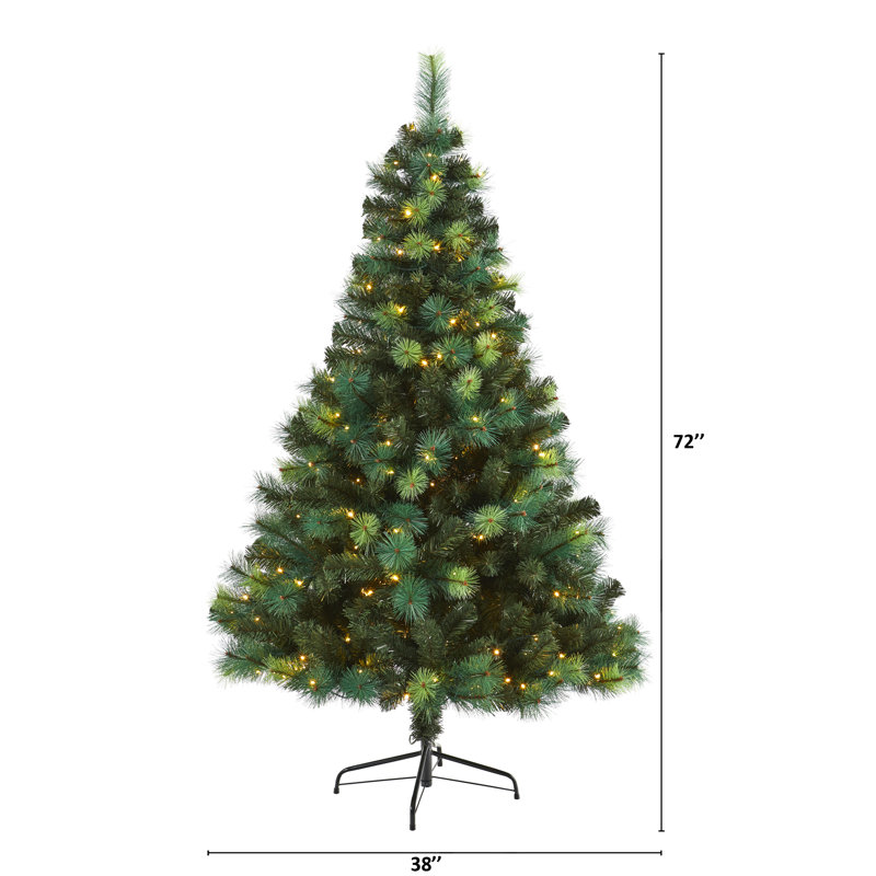 Lighted Artificial Pine Christmas Tree, 6' H