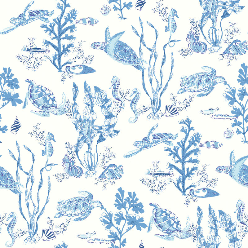Garparilla Vinyl Peel & Stick Wallpaper Double Roll, Azure