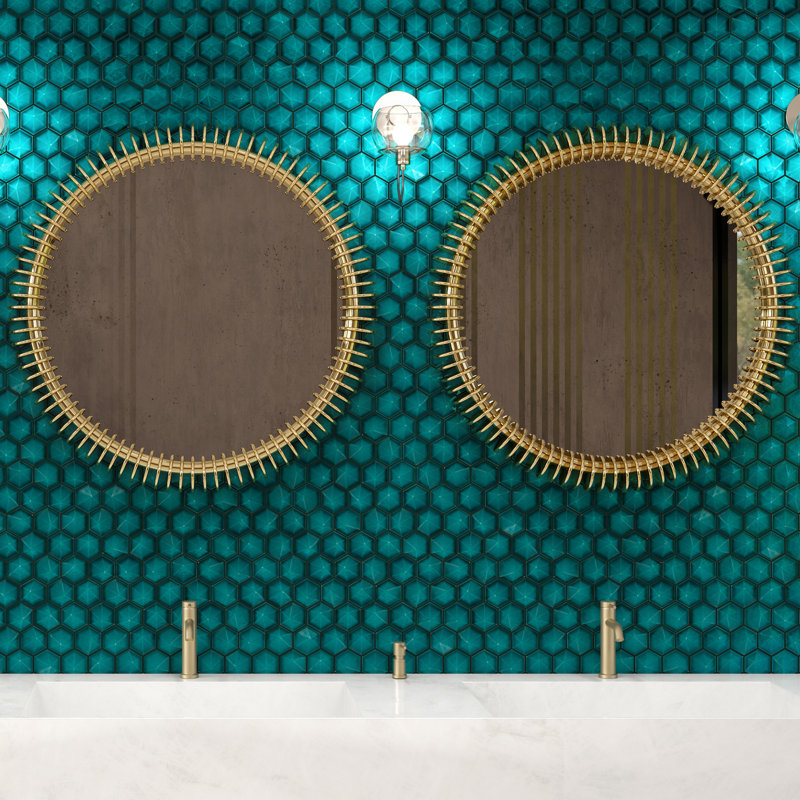 Artefino Jewel 3" Pyramid Hexagon Mosaic (10 PC Per Carton) (8.60 SQFT Per Carton), Aquamarine