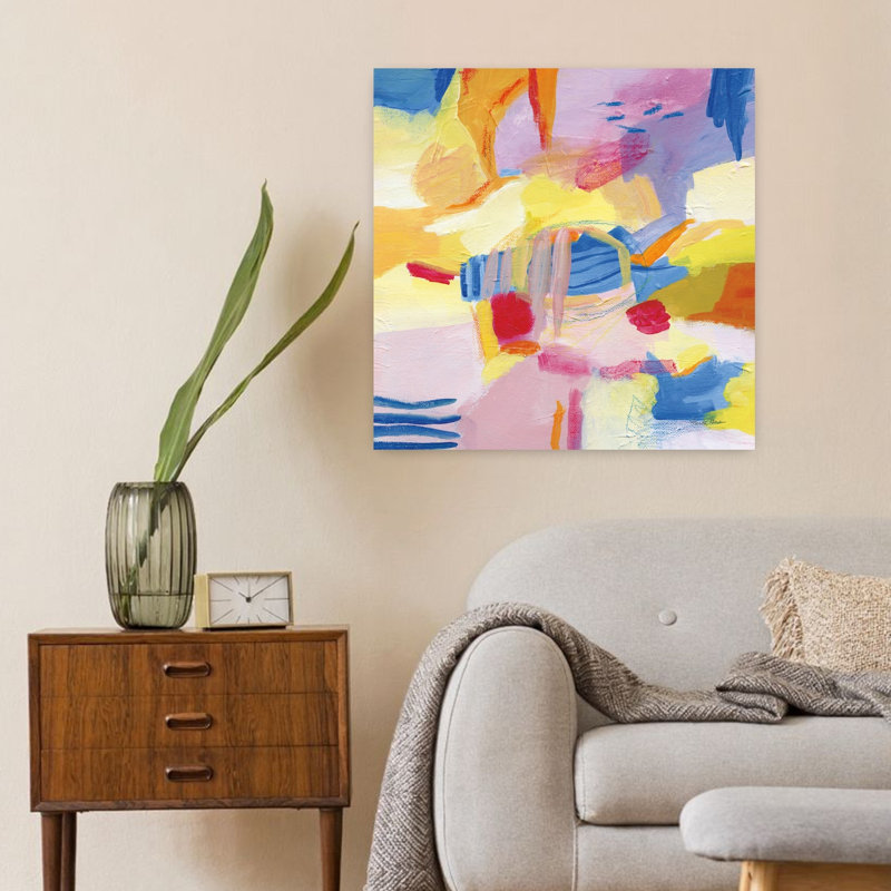 Abstrait pastel contemporain avec art abstrait bleu, H 24 po x l 24 po
