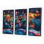 Carte du monde abstrait orange et bleu - ensemble d'art mural de carte du monde-107193183-107193187