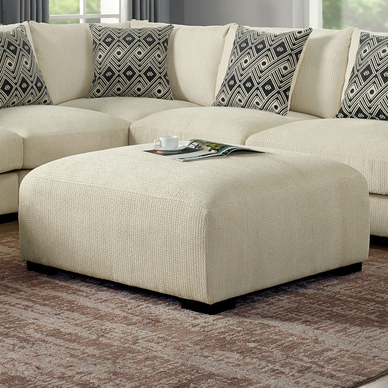 Repose-pieds rembourré de style contemporain, Chenille beige