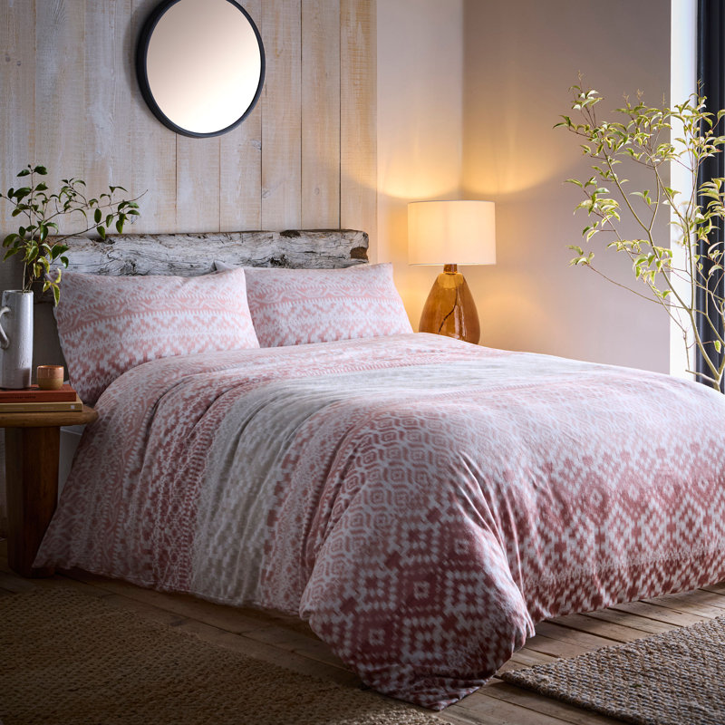 Bergen Cotton Geometric Duvet Cover Set with Pillowcases Included, King Duvet Cover + 2 Standard Pillowcases, Terracotta