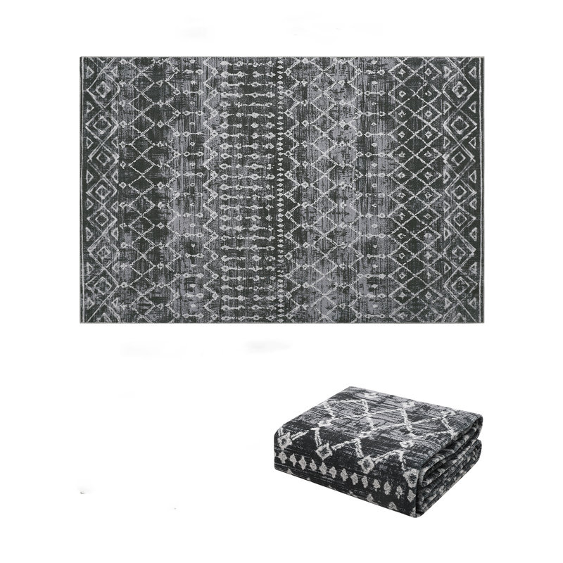 Guein Rectangle Area Rug, Black, Rectangle 160 x 230cm