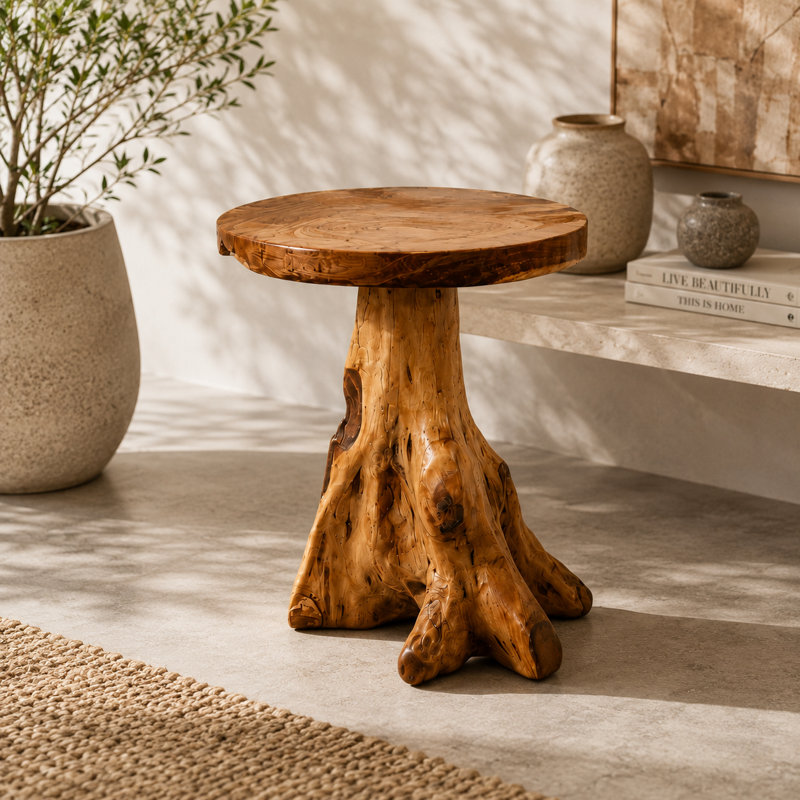 Burruss Solid Wood Tree Stump End Table