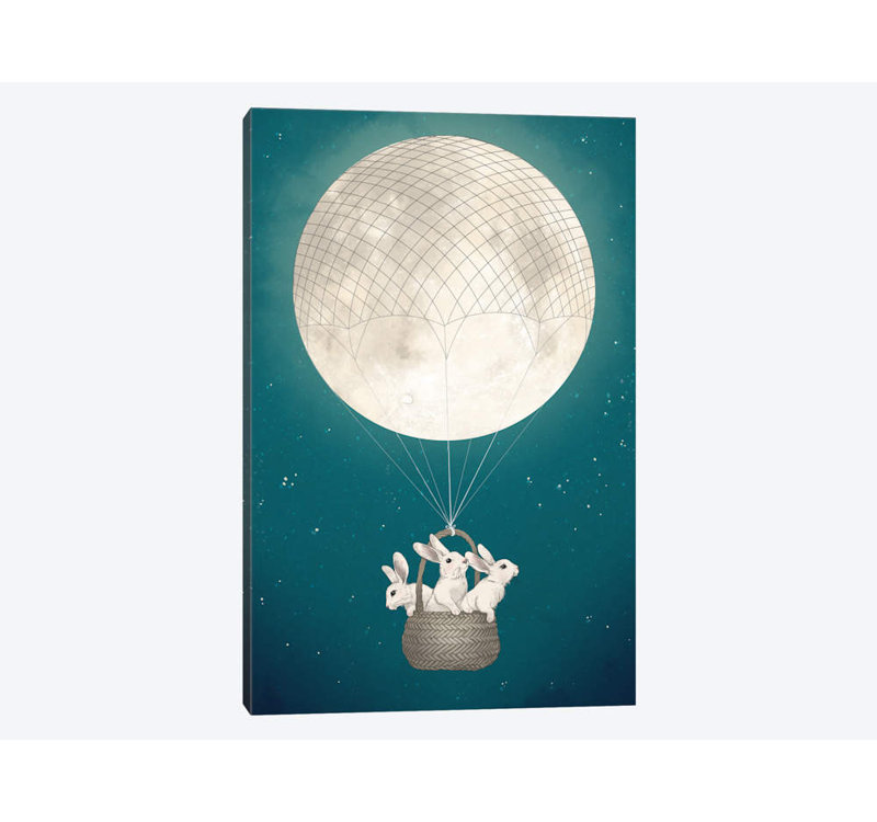 Moon Bunnies - Impression sur toile tendue, H 12 po x l 8 po x P 0,75 po, Toile tendue