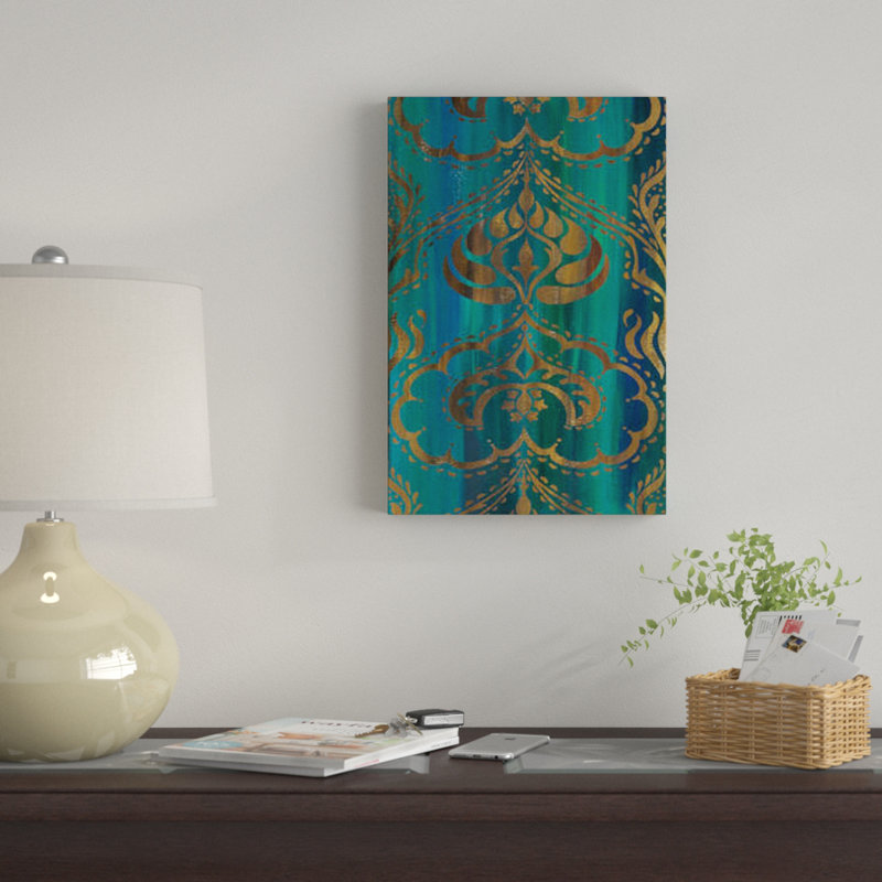 « blue arabesque ii », reproduction d’impression sur toile, H 26 po x l 18 po x P 1,5 po, Toile tendue, Pas de tapis