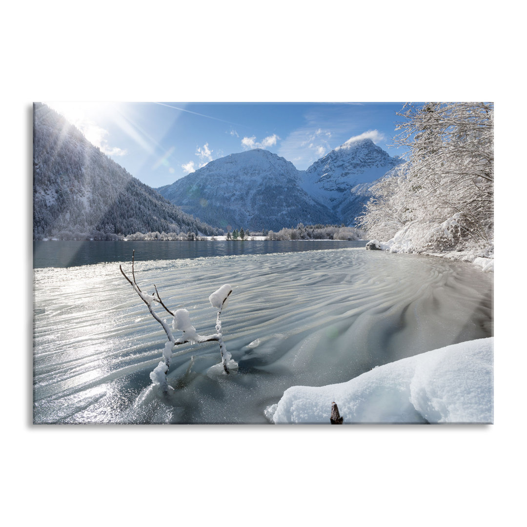 Glasbild | Wandbild Auf Echtglas | Winterlandschaft See | 2 Weiss LF1648