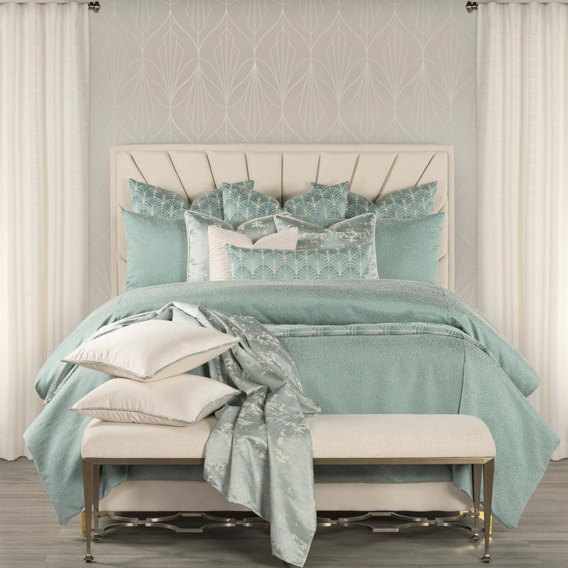 Ensemble de housse de couette et insert Besprinkled Pearl, Housse de couette et insert pour grand lit, Bleu et vert