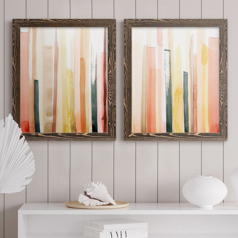 Coral Reach I - ensemble de 2 reproductions d'art sur toile, H 24 po x l 36 po x P 1,5 po, Toile avec cadre en noyer