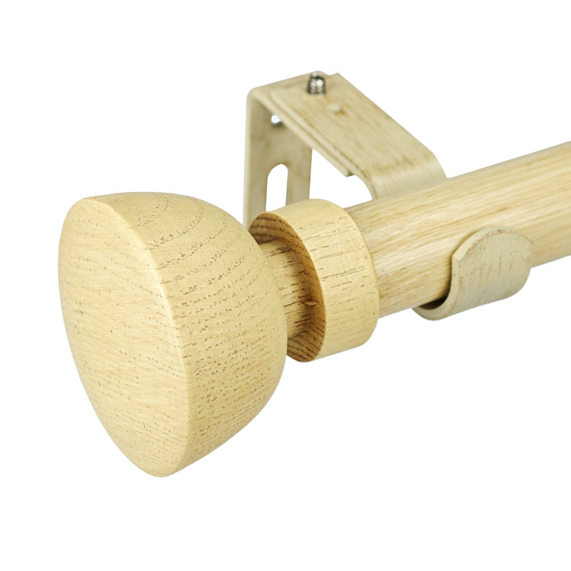 Tringle à rideaux simple réglable en fer Serenity, 72" - 144", Bois clair