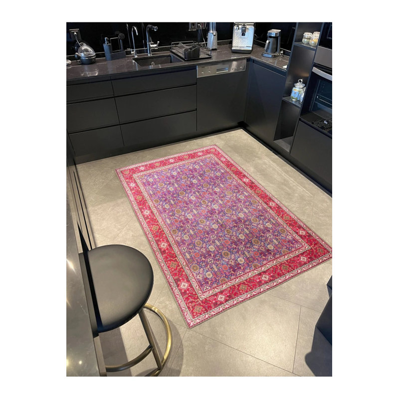 Multicolored Traditional Motif Ethnic Floral Patterned Vintage Decorative Carpet, Rectangle 5' x 9'11"