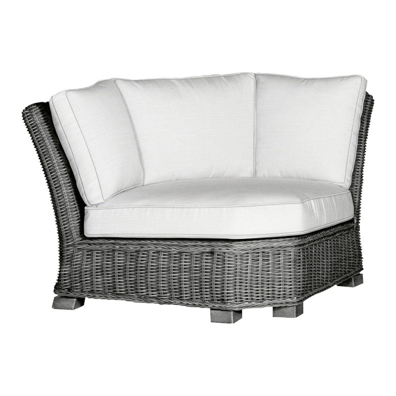 Canapé d'angle modulaire rustique tissé gris ardoise, Gris ardoise, InsideOut® Rollo ‑ lin dentelle, Welt
