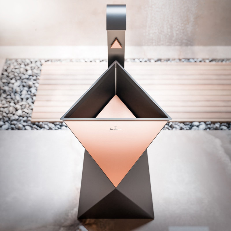 Rayna by Tonino Lamborghini Freestanding Sink, Black Mat / Rosa Sahara