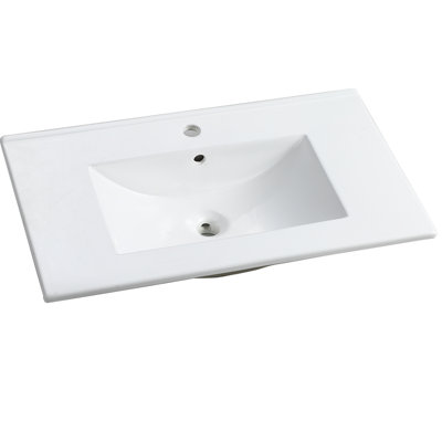 Dessus de meuble-lavabo en céramique pour salle de bain, 30 po, blanc brillant, P 29,9 po x l 18,3 po x H 6,7 po, céramique, allergie