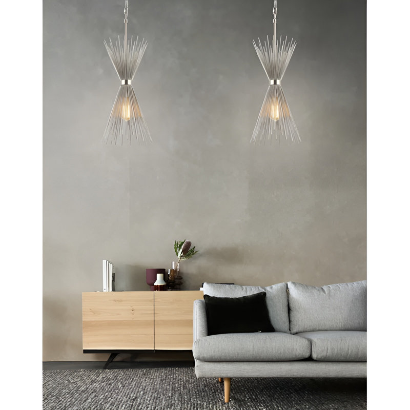 Luminaire suspendu géométrique à DEL Gennesy, Argent argent