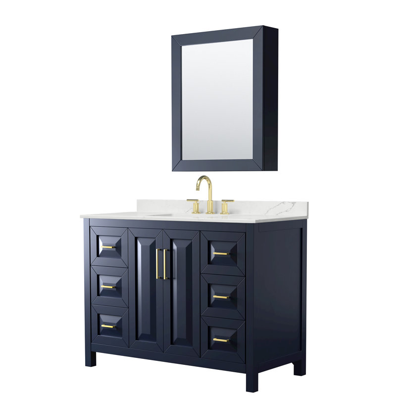 Daria 48'' W Vanity, Blue, Brushed Gold, Giotto Quartz
