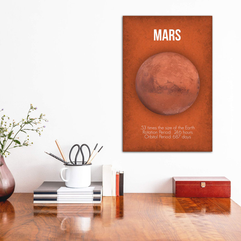 Décoration murale Mars pour enfants, Toile tendue, H 26 po x l 18 po x 1,5 po