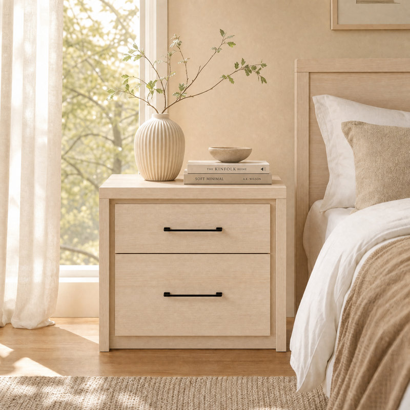 68.6cm W Bedside Table, Set of 2, Ivory White
