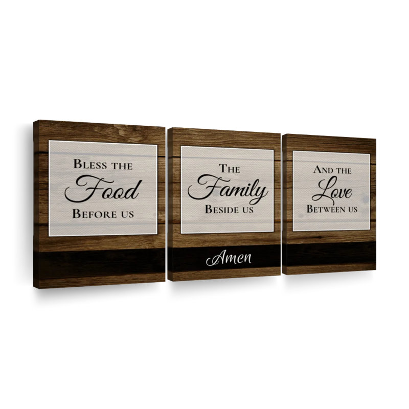 «Bless The Food Family And Love I», reproduction sur toile, H 12 po x l 26 po x P 1 po