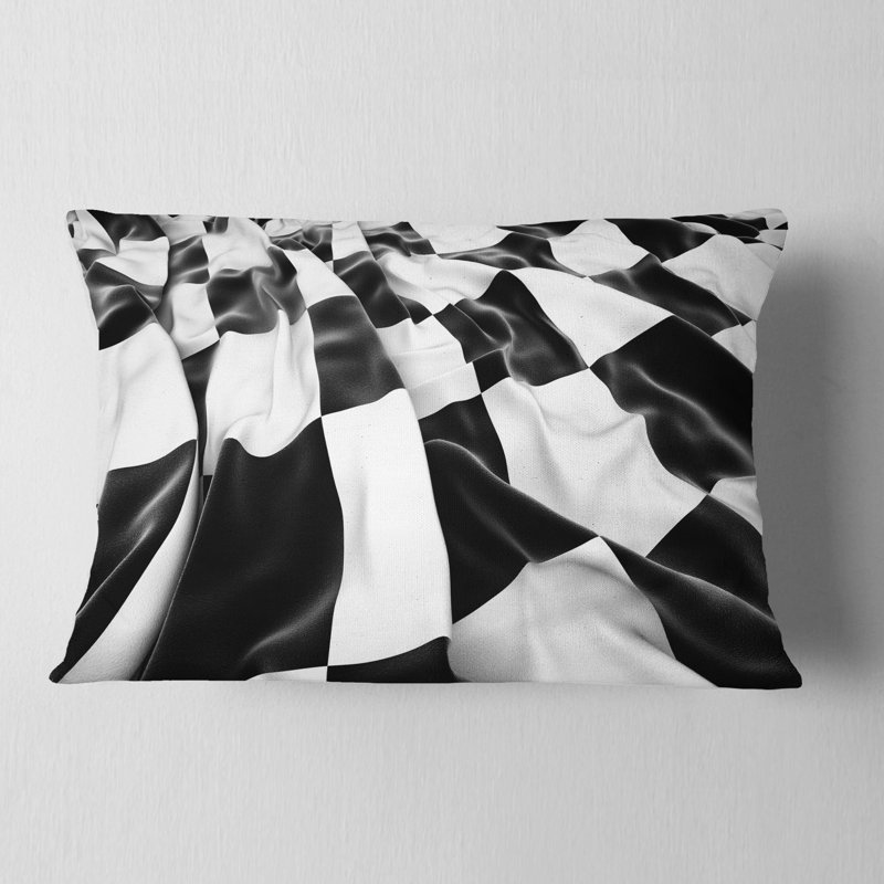 3D Checkered Flag - Abstract Printed Pillow