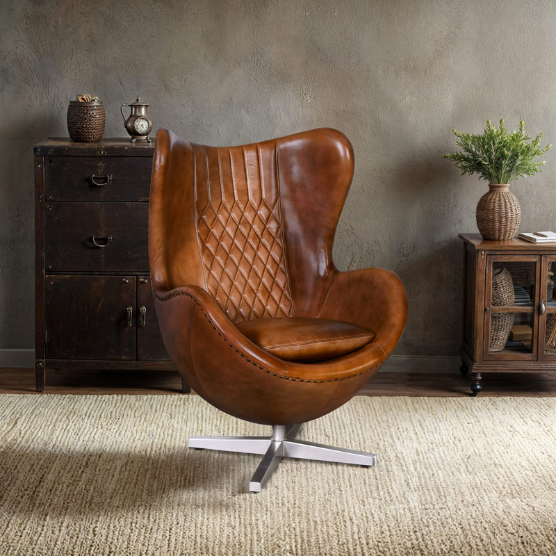 Eadaoin Upholstered Swivel Armchair, Brown