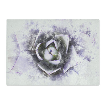 Tempered Glass Lilac Succulent Plant Chopping Board