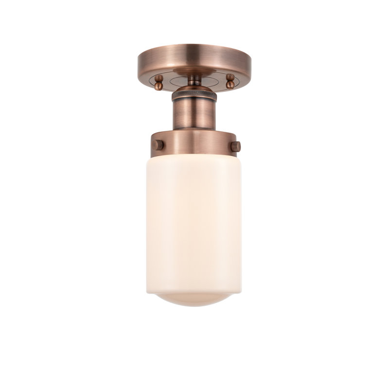 Plafonnier semi-encastré en verre Erkson, Blanc mat, Cuivre antique