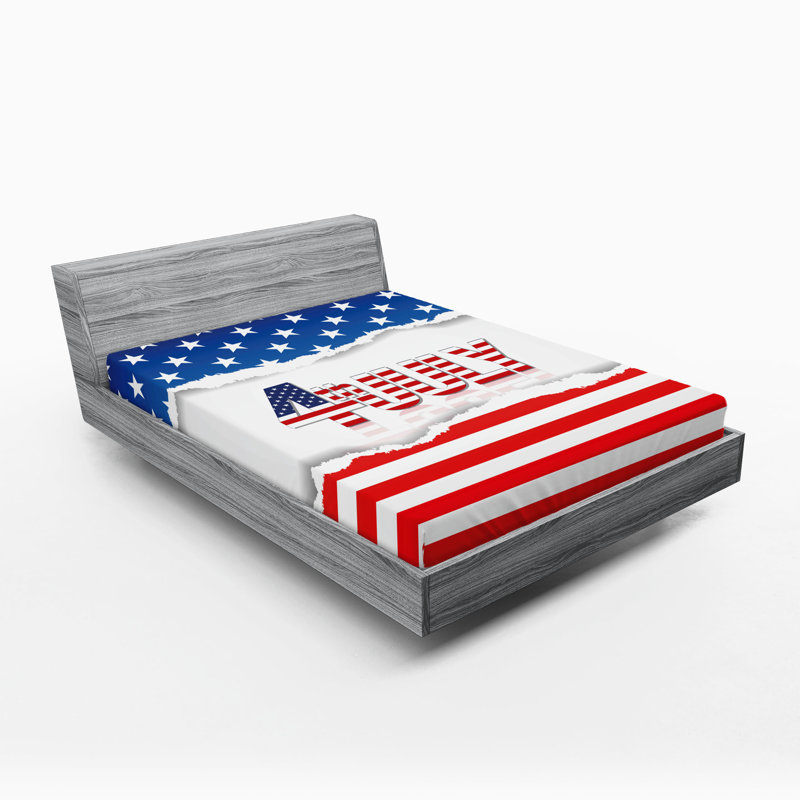 Multicolore drap-housse Ambesonne 4 juillet Motif patriotique, Drap-housse de taille double