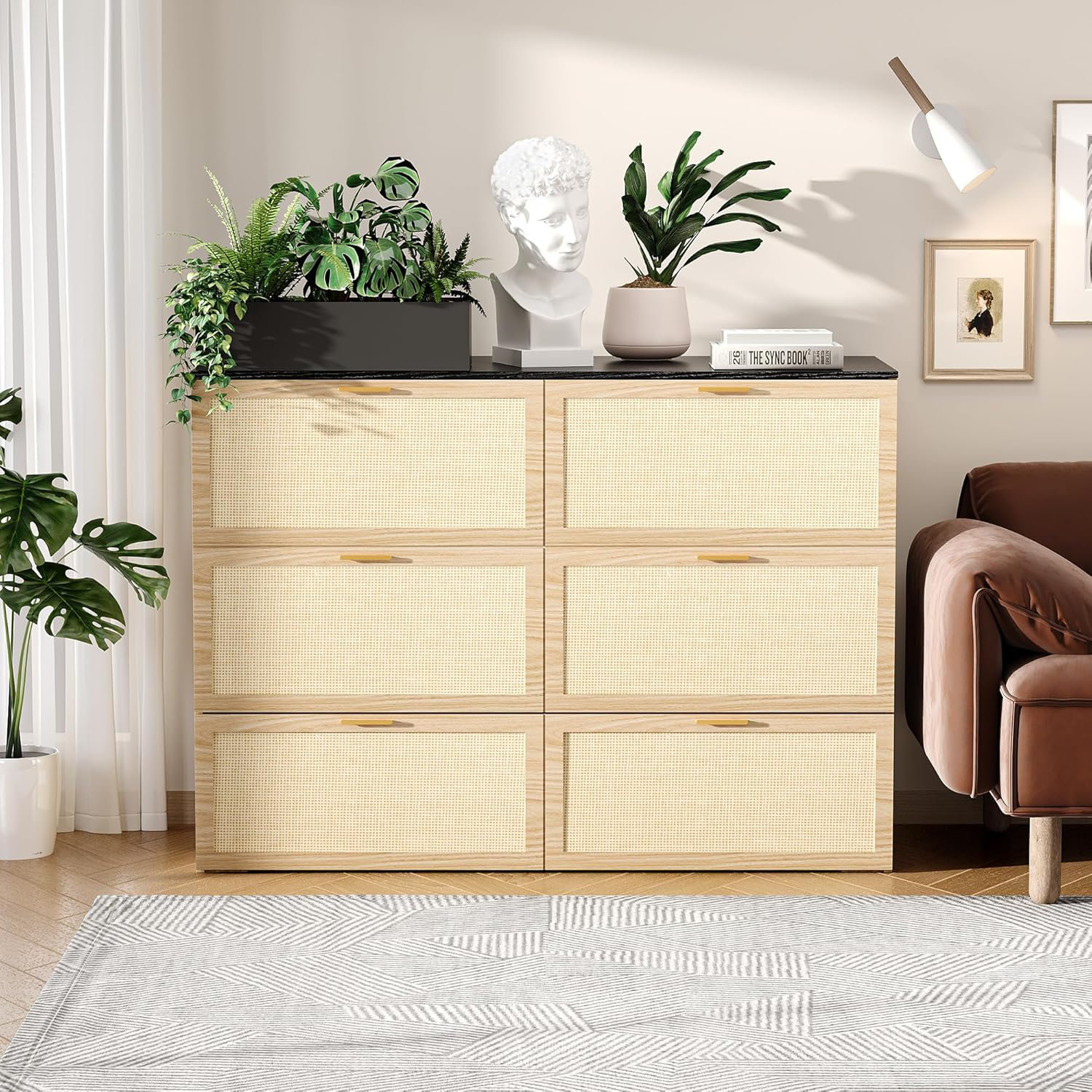 Bay Isle Home™ Rattan Murphy Bed With Storage Drawer, Space-Saving Cabinet Bed For Kids,Adults And Guests,Beige | Wayfair