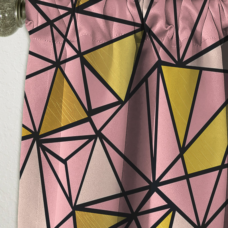 Triangulaire Gold Design II - Rideau simple occultant moderne Mid-Century abstrait, L 52 po x L 63 po