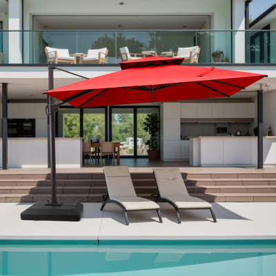 11'X11' Square Cantilever Patio Umbrella with Base