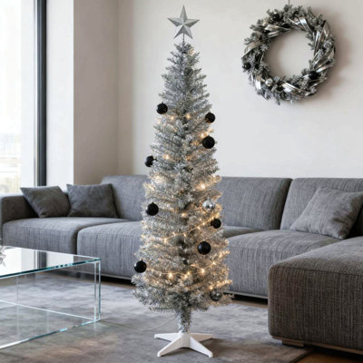 Arbre de Noël Slim, arbre de Noël artificiel avec 390 branches réalistes et support en plastique