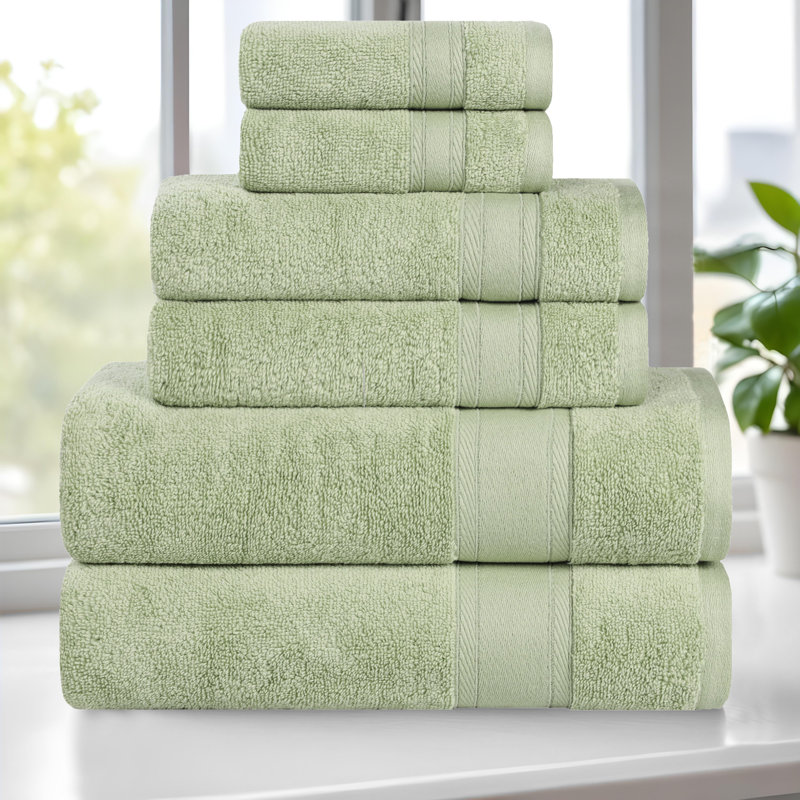 Coton absorbant doux Belmont, Ensemble 6 serviettes de bain, Vert